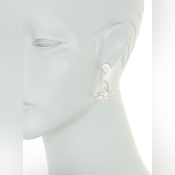New silver plated TASHA butterfly cz dangling earrings - Picture 2 of 2